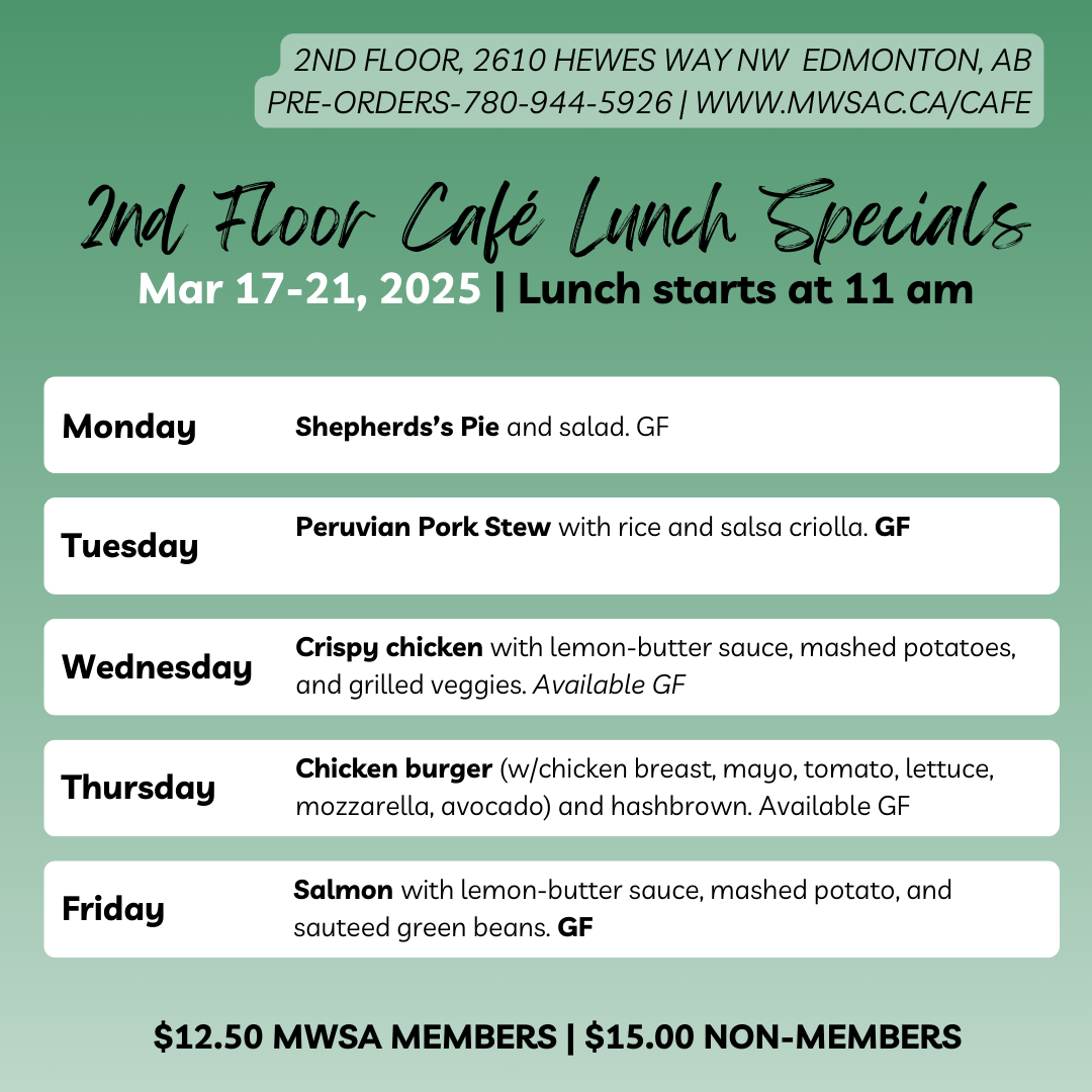 mwsa 2nd floor cafe lunch menu march 17-21